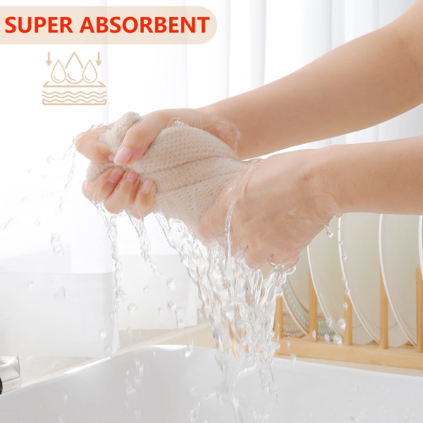 Kjøkkenhåndklær 100 % ren bomull, pakke med 6, 30 x 30 cm, svært absorberende supermyke håndklær, for oppvask på kjøkkenet, hurtigtørkende holdbar