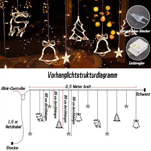 LED-julgransfönsterlampor, 3,5 meter inomhus ljusslingor