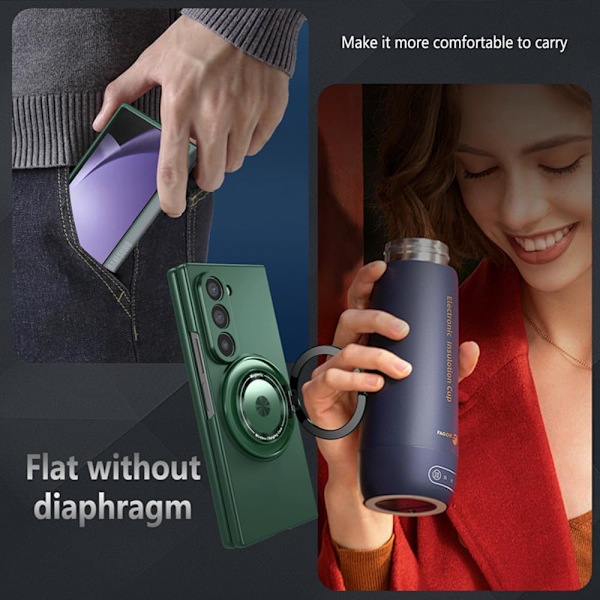 Kompatibel med Samsung Galaxy Z Fold 6, Magnetisk Ring Holder Stødsikkert Cover Slankt Fit Cover til Samsung Galaxy Z Fold 6 (Grøn)