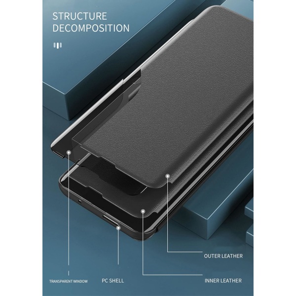 Klart Vindue Etui med Magnetisk Lukning PC + PU Læder Bog Stil Støtteben Stødsikkert Beskyttelsescover til Samsung S23 Chinese Red S23 Ultra
