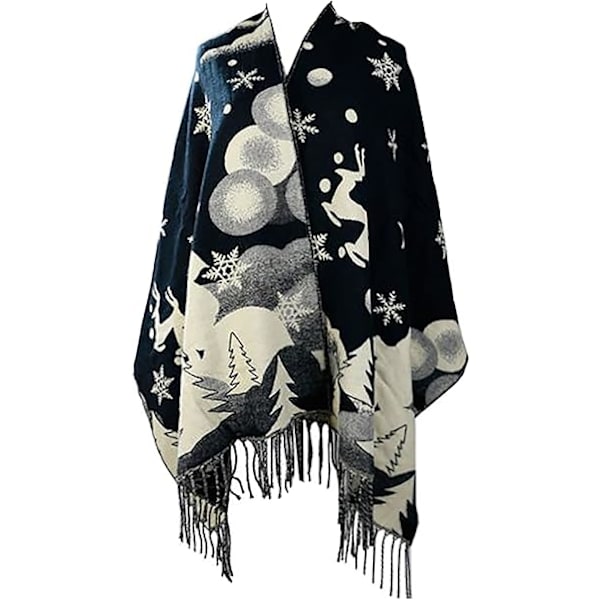 Juletema Shawl Sjal - Efterår & Vinter (Sort)
