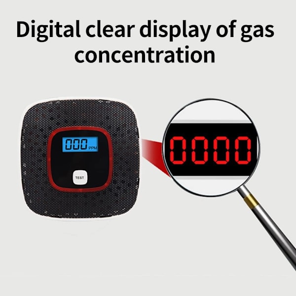 Kolmonoxidvarnare, CO-detektor med digital display, väggmonterad