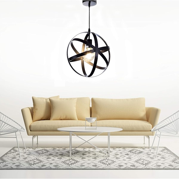 Sorte Industrielle Loftlamper, Runde Hængende Loftlamper, Retro Lysekroner Loftlampe E27 Pære