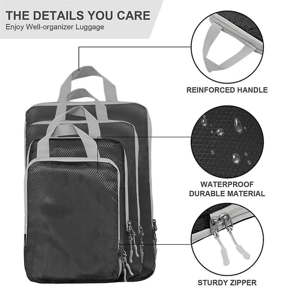 Kompressionspackkuber, 4-pack ultralätta packkuber för handbagage, resepackning för S