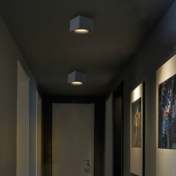 10W LED-takspotlightlampe Justerbar 10x10x7cm (Svart-3000K)