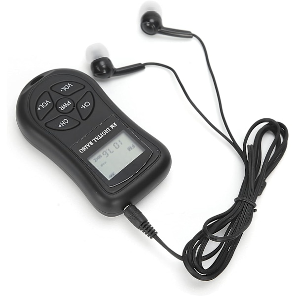 Lomme Radio Bærbar LCD Display Digital Radio FM Radio med Hodetelefoner og Lanyard Liten Håndholdt Batteridrevet Gåing Trådløs Radio