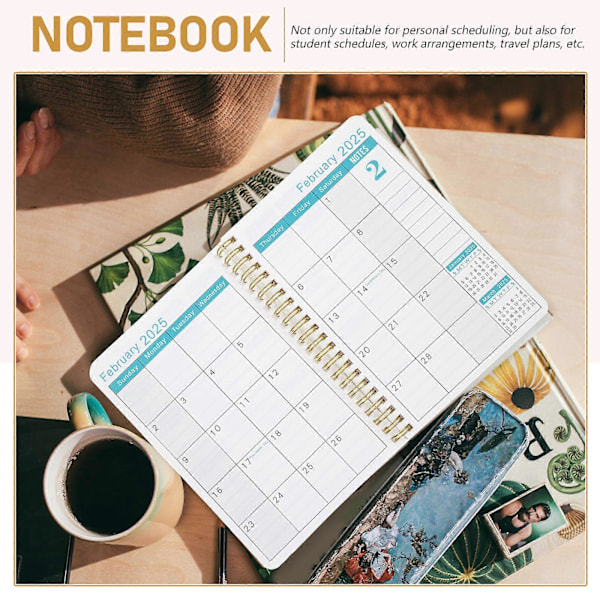 Kontor Arbejds Planner Notesblok, Spiralbundet Skema, Daglig Planlægnings Notesbog, A5 Kalenderbog, 2025 Dato Bog Akademisk Planner