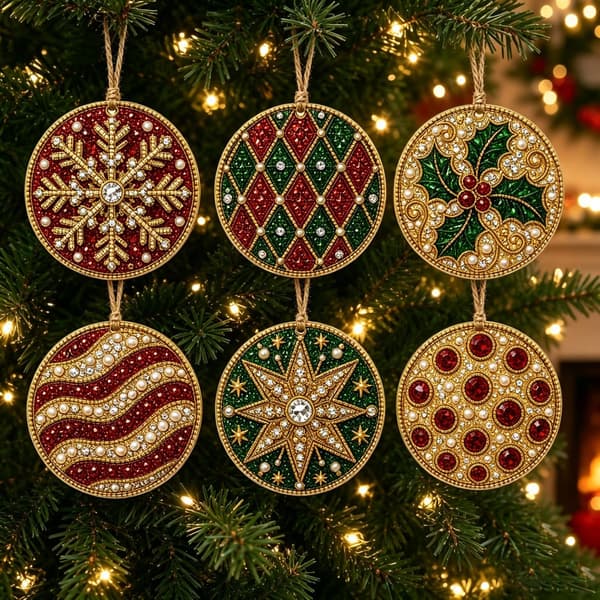 Juleperlepynt 6-pak DIY Diamond Art til voksne – Style 8