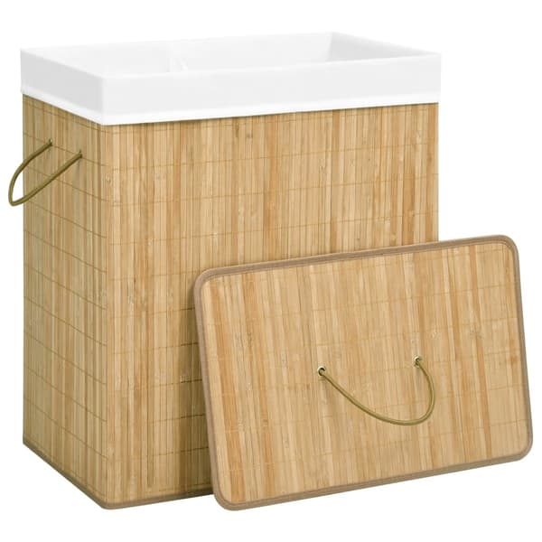 vidaXL Tvättkorg Bambu med 2 sektioner 100 L Brun brown