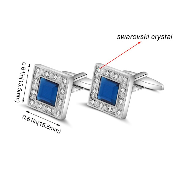 Mors dag gave til kvinder og mænd - Swarovski krystal firkantede blå manchetknapper - Klassiske manchetknapper til skjorte og jakkesæt - Manchetknapper til bryllup, fødselsdag, forretning - Gaver