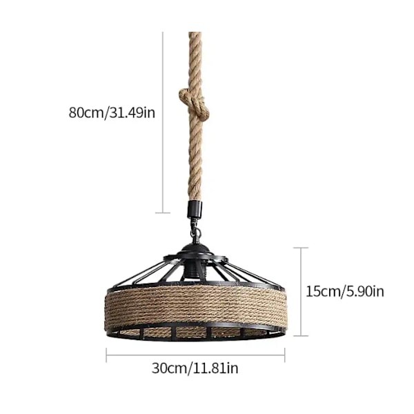 Hamppuköysilukusta, Retro Musta Metalli 220V (30CM)