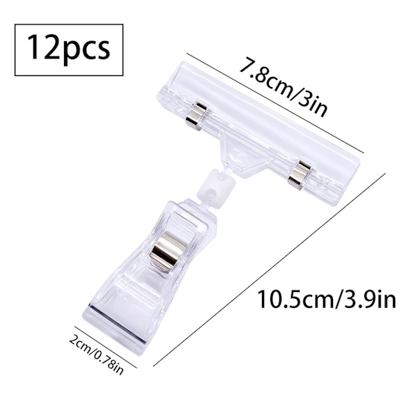 12 stk. roterende prisskilt display clips holder klar varemærke skilt clips prisskilt display stand