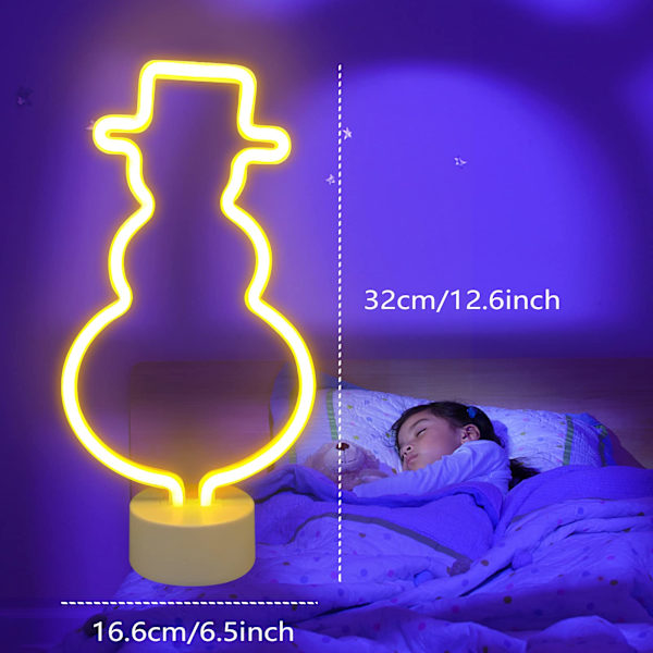 Neon Skilt Snemand Led Natlys Lampe med Holder Base