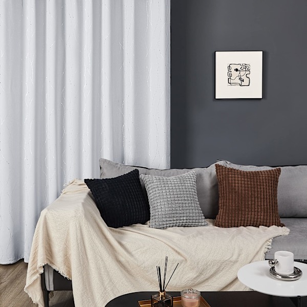 Sæt med 2 Mørklægningsgardiner Termisk Isolerede Anti Kulde til Børn Mørkegrå 137x234cm Gardin med Øjer