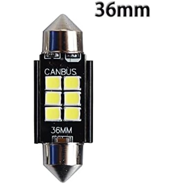36mm C3W LED-polttimot Canbus 3030 6-SMD Ei virhettä Auton sisätilan karttavalot Kattovalot Lukuvalot 12V/24V 3W Autolamppu (Valkoinen, 36MM)