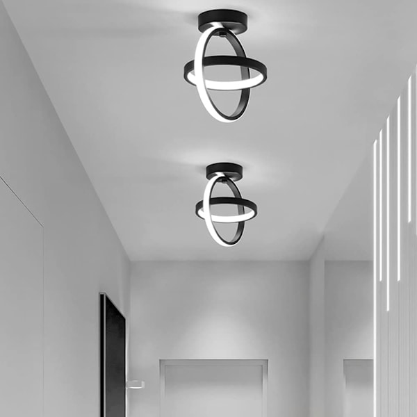 Sort loftslampe 2 cirkler moderne 21W (koldt hvidt lys)
