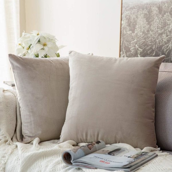 Prydnadskudde 45x45cm Kuddfodral för Vardagsrum Soffa Sovrum Set om 2 för vardagslivet och även lämpliga för helgdagar som jul light grey