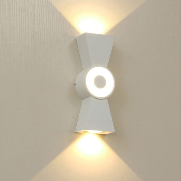 LED Seinävalaisimet 12W Sisä- ja ulkokäyttöön Moderni Seinälamppu IP66 Vedenpitävä LED Ylös ja Alas Seinävalot - Lämmin Valkoinen Valo (Valkoinen)