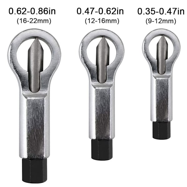 3 st metallmutterdelare 9-12mm/12-16mm/16-22mm