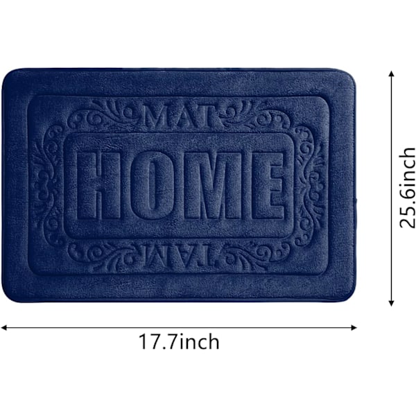 Bademåtter, badeværelsesgulvmåtter, hjemmemåtter med logo, memory foam-måtter, skridsikre måtter, høj vandabsorption (mørkeblå, 17,7''x25,6'')