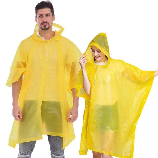 Regnponchoer til kvinder og mænd med snørehætte til voksne Yellow