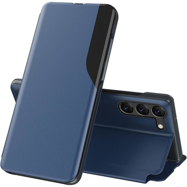 Kirkasikkunainen suojakotelo magneettisella sulkimella PC + PU-nahkaa kirjatyylinen jalusta iskunkestävä suojakuori Samsung S23:lle Blue S23