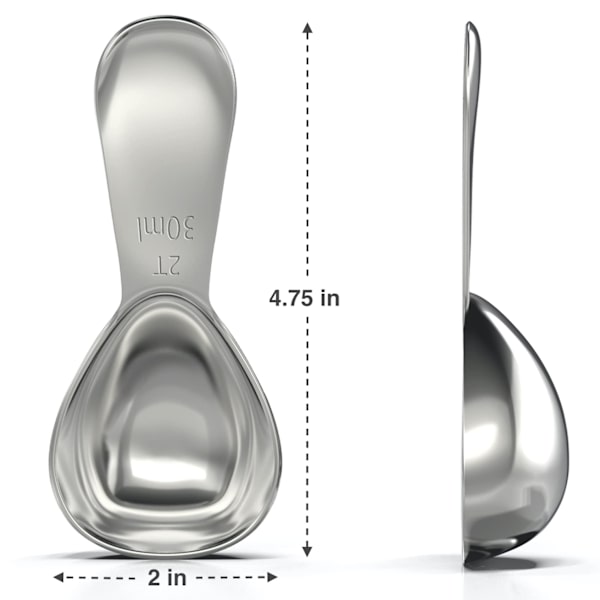 Rustfrit kaffeske i rustfrit stål (2 spiseskefulde, 30 ml) sølv