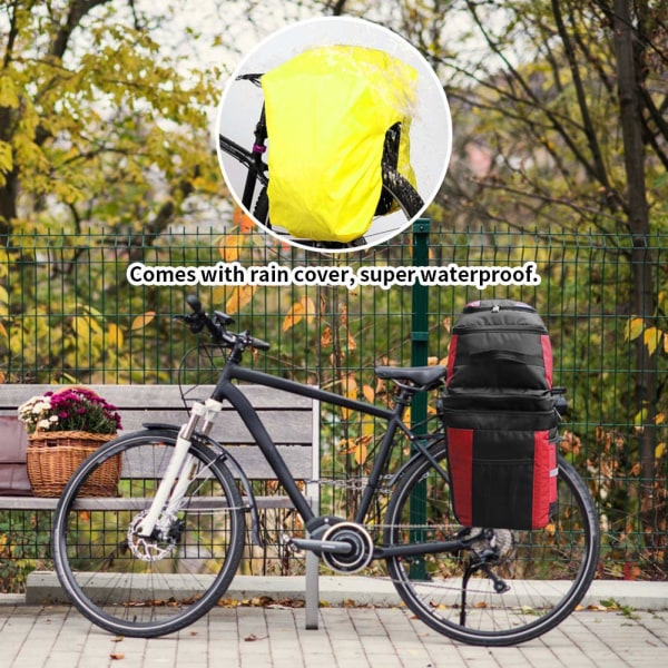 Sykkel Vanntett 3 i 1 Bak Sykkelveske Sykkelvesker Sykkelstativveske Med Regntrekk