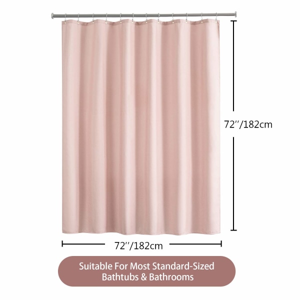 Duschdraperi för badrum med krokar - 182 x 182 cm (rosa)