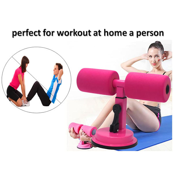 Bärbar sit-up-bar, justerbar självsugande sit-up-bar (rosa)