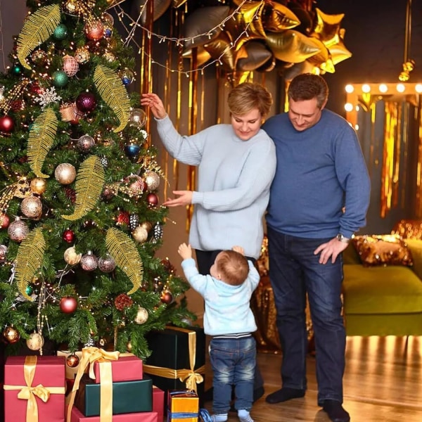 6 stk. Juletræspynt Klip På Fjer Glimmerkugler Ornament Personlig Julekugle Julepynt Nyhed Vare 22cm