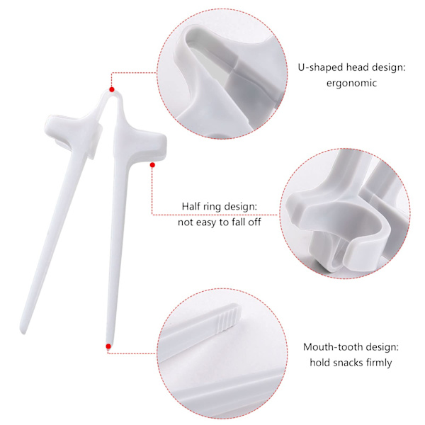 4 stk finger spisepinner (hvit)