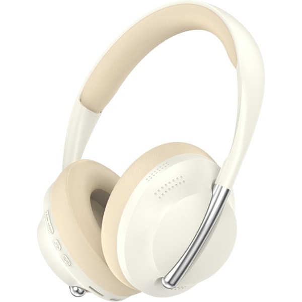Bluetooth 5.3 Trådlösa Hörlurar med Bas och Stereoljud, Over-Ear Huvudband, Öppen Hörlur (Beige)