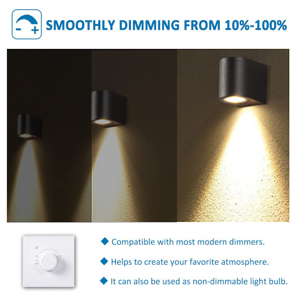 Halogenpære GU5.3 50W 12V, 800lm Varmhvit 2700K Dimbar 6stk