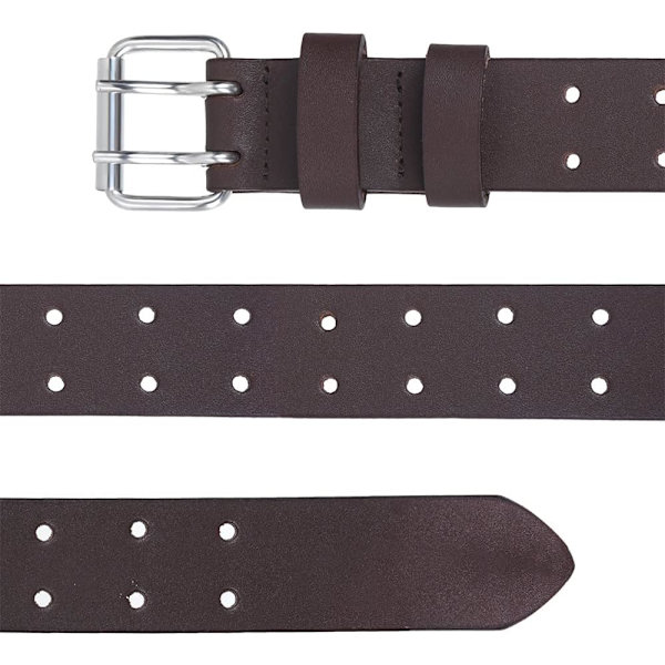 Dubbla spännen läderarbetsbälten för män | 38 mm bred | Robust | Äkta läderbälte