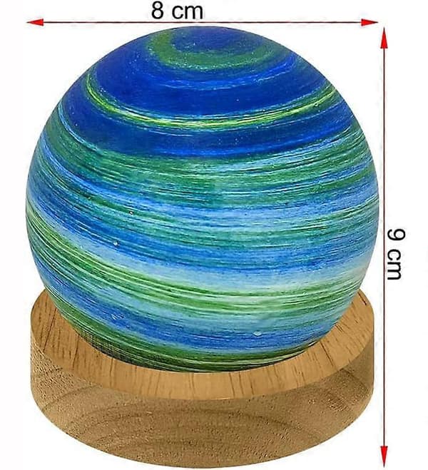 Stemningslys, LED Bordlamper, 3D Planet Glaskugle Natlys