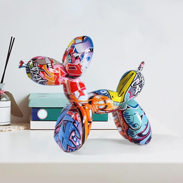 Harpiks kreativ dyrefigur ballonhundestatue Moderne skrivebordsdekoration til stue i hjemmet, A