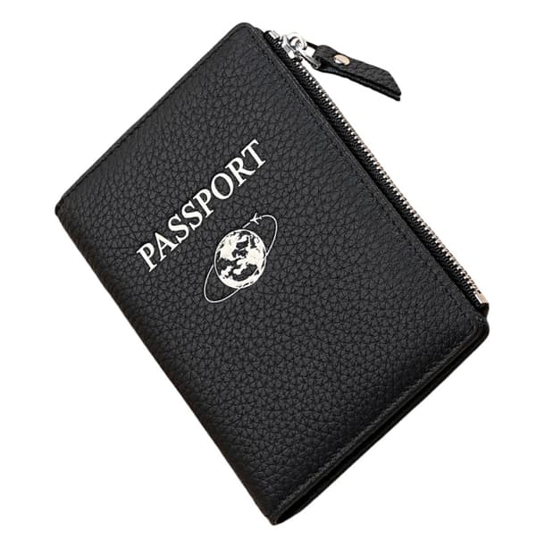 RFID Blokerende Rejsepung i Læder til Pas Sort Black 115