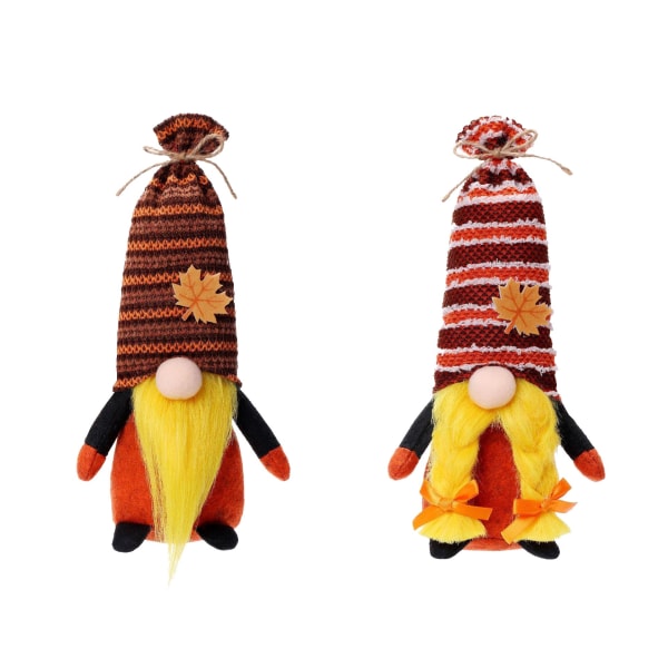Fall Gnome Plysj Thanksgiving Decor Håndlaget ansiktsløs dekor