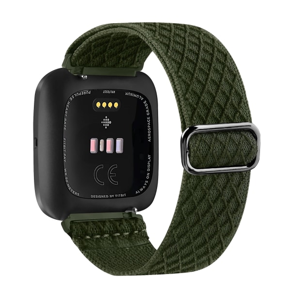 Elastisk vävd ögla för fitbit versa 3 2 versa lite band justerbar nylon sport armband armband för fitbit sense band Dark green