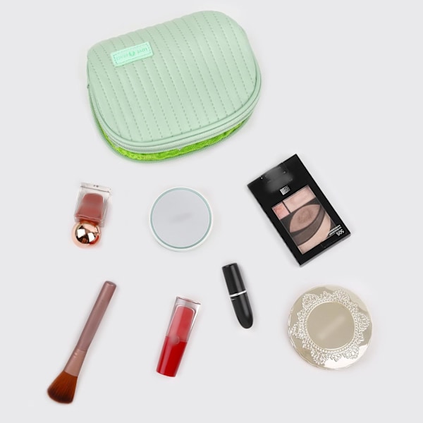 Makeup Taske Til Taske Rejse Kosmetiktasker til kvinder PU Læder Bærbar Alsidig Make Up Taske med Skalform (Small-Blå)