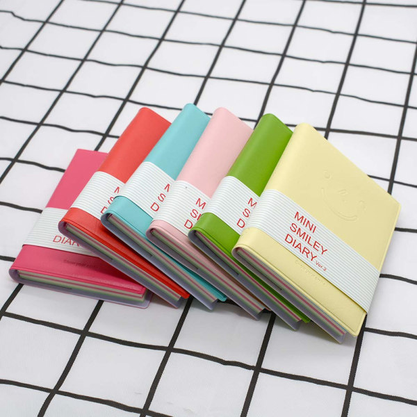 6 stk Smiley Lomme Notatbok Hardback Journal Notepad Super Dagbok Memo Blanke Sider 10 x 8cm, 100 Ark (6 Farger) (liten)