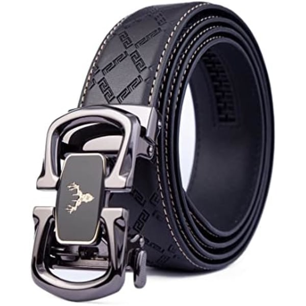 Cow Leather Ratchet Dress Belt Men Fashion Business Casual Sliding Automatic Buckle adjustable slide