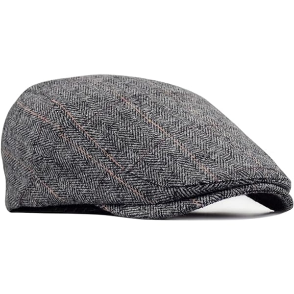 Herr Tweed Flat Cap Driving Hat Newsboy Cap - Justerbar Mode Newsboy Irish Basker Hat, Autumn Winter, 55-59CM