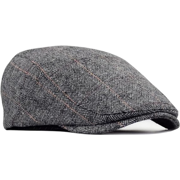 Herre Tweed Flat Cap Driving Hat Newsboy Cap - Justerbar Fashion Newsboy Irish Beret Hat, Autumn Winter, 55-59CM