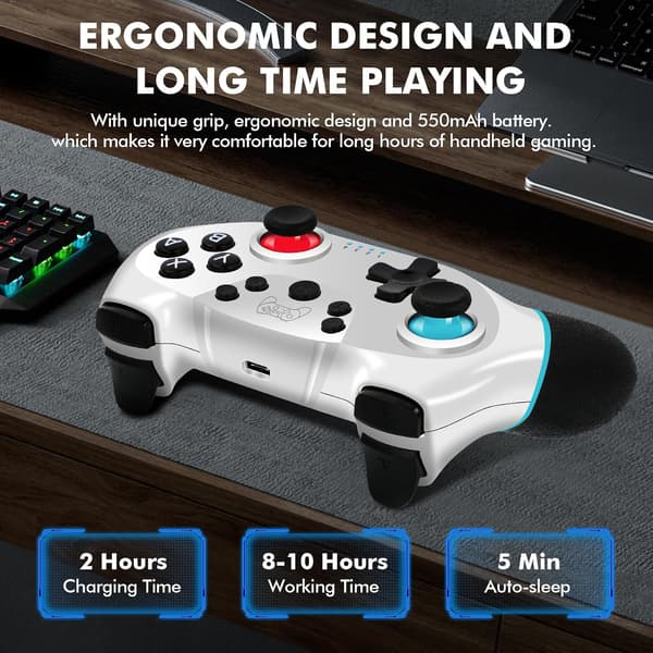 Kontroller for Switch, Trådløs Pro Kontroller for Switch/Switch Lite, Switch Gamepad Joystick Fjernkontroll