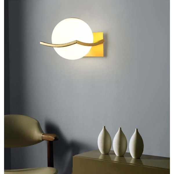 LED væglampe indendørs, væglampe glas, væglampe rund, moderne design glaskugle væglampe til badeværelse, stue, soveværelse, entre