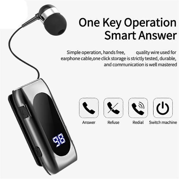 K55 Lavalier Uttrekkbart Headset BT5.2 Samtalepåminnelse Vibrasjon Bevegelsesklips Driver Auricular Headset