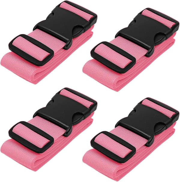 Bagagestropper til kufferter, 4-pak, pink