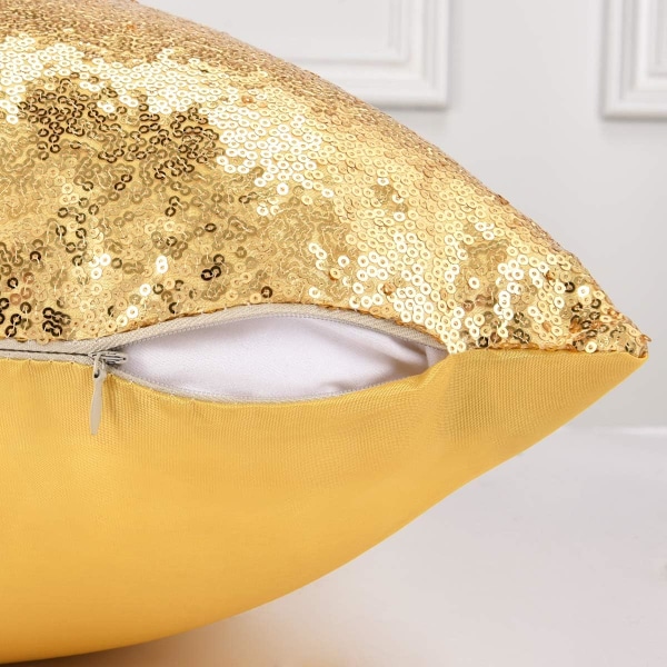 Set med 2 sjöjungfru paljettkuddfodral (guld, 18x18\")